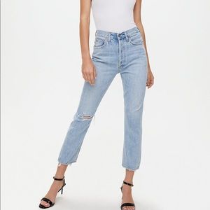 NWT Agolde Riley High Rise Straight Crop shatter
